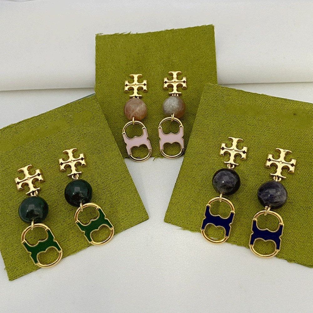 Tory Burch Pearl Initial Metal Dangle Earrings